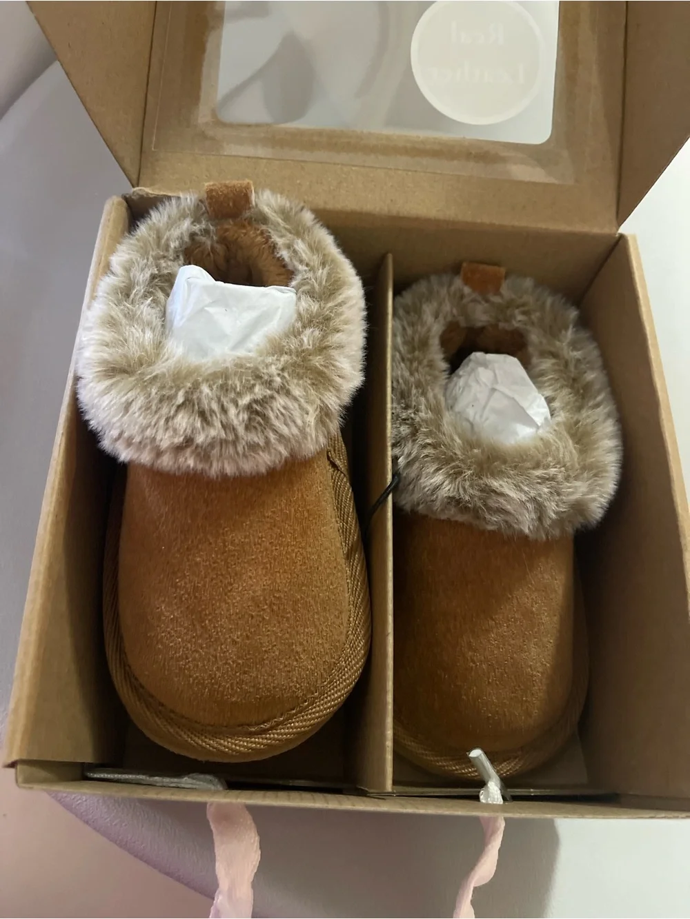 Baby Faux-Fur Lined Booties in Light Brown